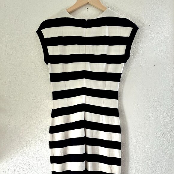 Banana Republic Rugby Stripe Ponte Sheath Dress Black White Stripes Sz 4 - Picture 4 of 5